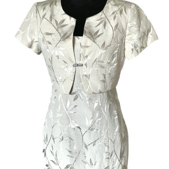 J.R. Nites Petites by Caliendo 70s Dress Set Jewel Jacket: Vintage Pink Floral - Picture 7 of 15